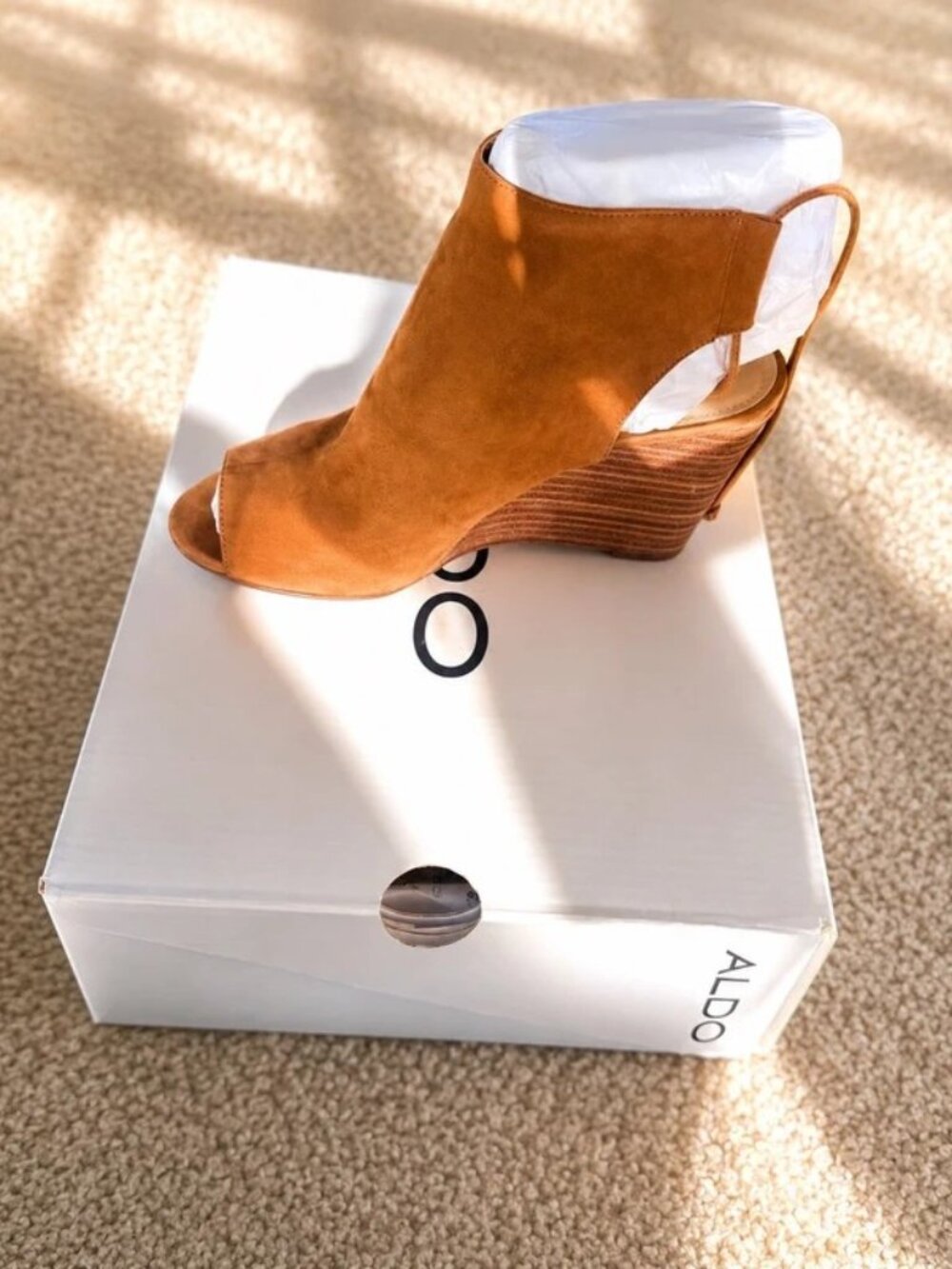 ALDO Peep-Toe Wedge Booties – Women’s Size 9 🤎